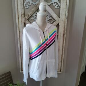 Arizona Women's Junior French Terry Hooded Zip Front Hoodie Sweatshirt Colorful